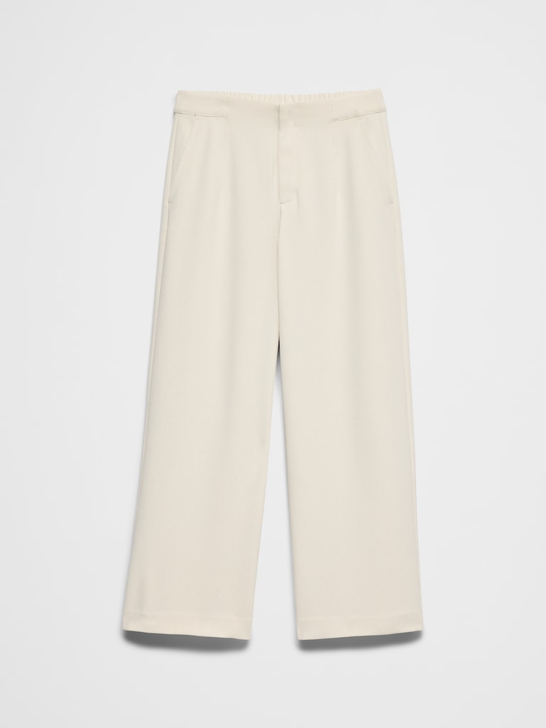 Wide-Leg High-Rise Crepe Pleated Trouser