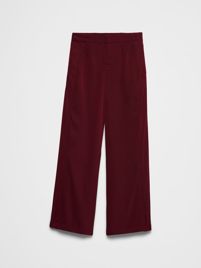 Wide-Leg High-Rise Sheen Twill Trouser