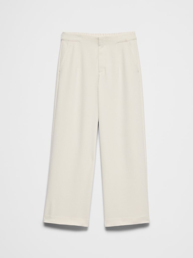 Wide-Leg High-Rise Crepe Pleated Trouser