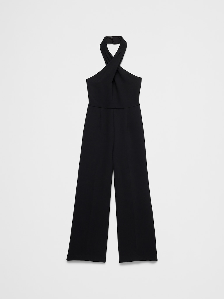 Tailored Crossed-Halter Jumpsuit