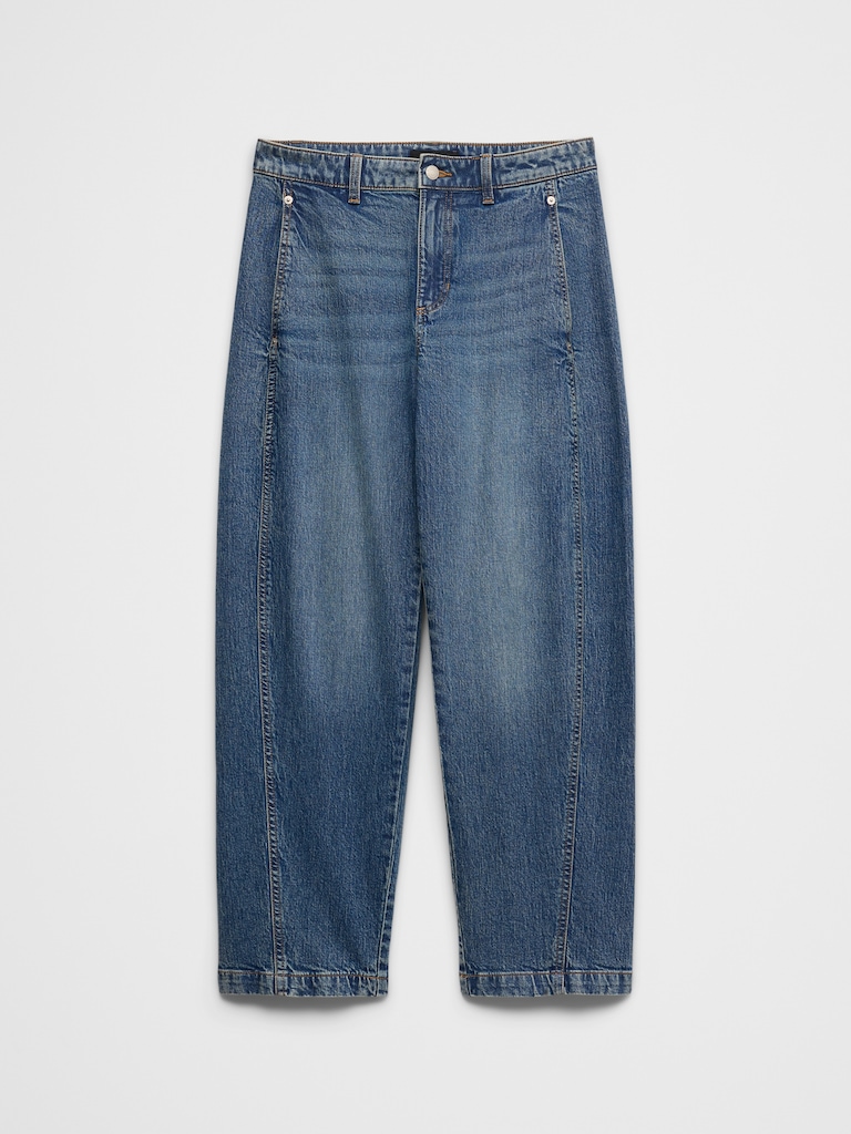 Barrel-Leg Mid-Rise Seamed Jean
