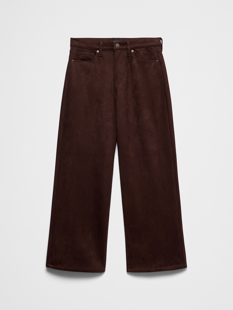 Vegan Suede Wide-Leg High-Rise Pant
