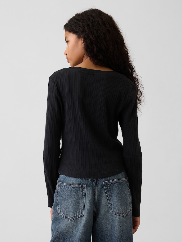 Kids Variegated Rib Henley T-Shirt