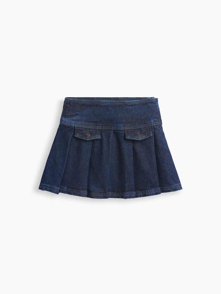 Kids Denim Pleated Mini Skirt
