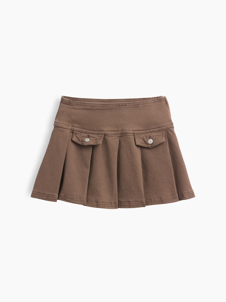 Kids Denim Pleated Mini Skirt