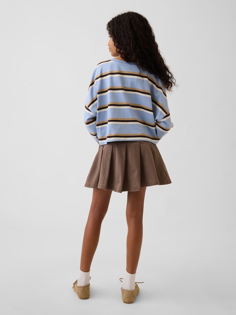 Kids Denim Pleated Mini Skirt