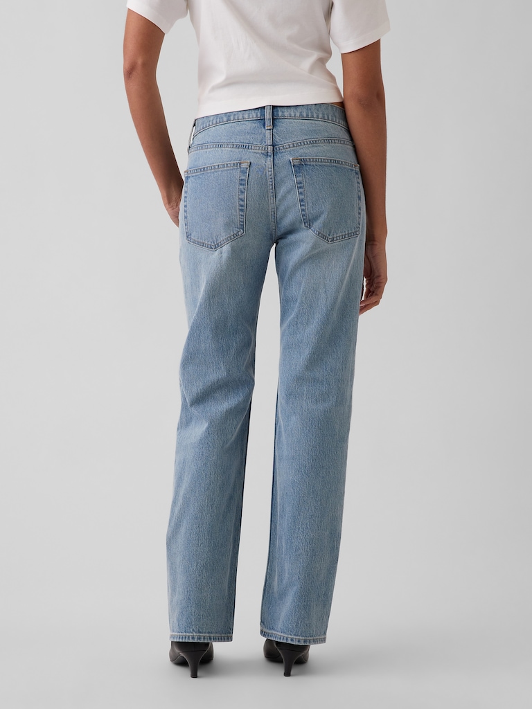 Mid Rise Relaxed Straight Jeans