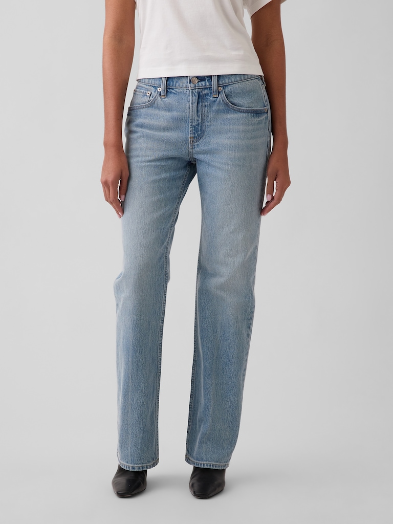 Mid Rise Relaxed Straight Jeans