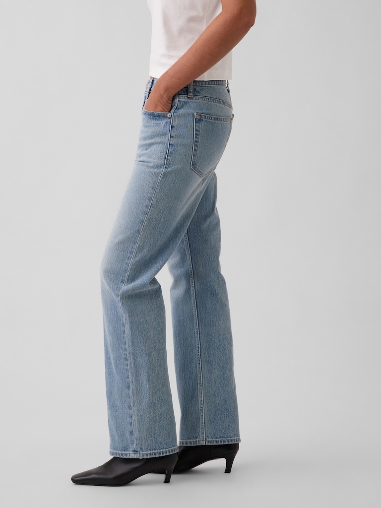 Mid Rise Relaxed Straight Jeans