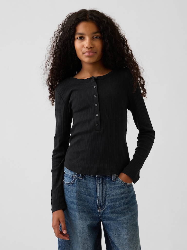 Kids Variegated Rib Henley T-Shirt