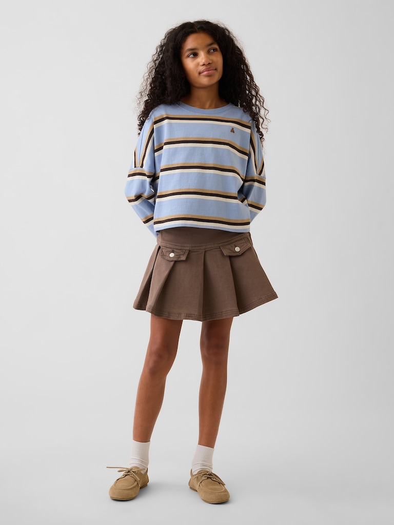 Kids Denim Pleated Mini Skirt
