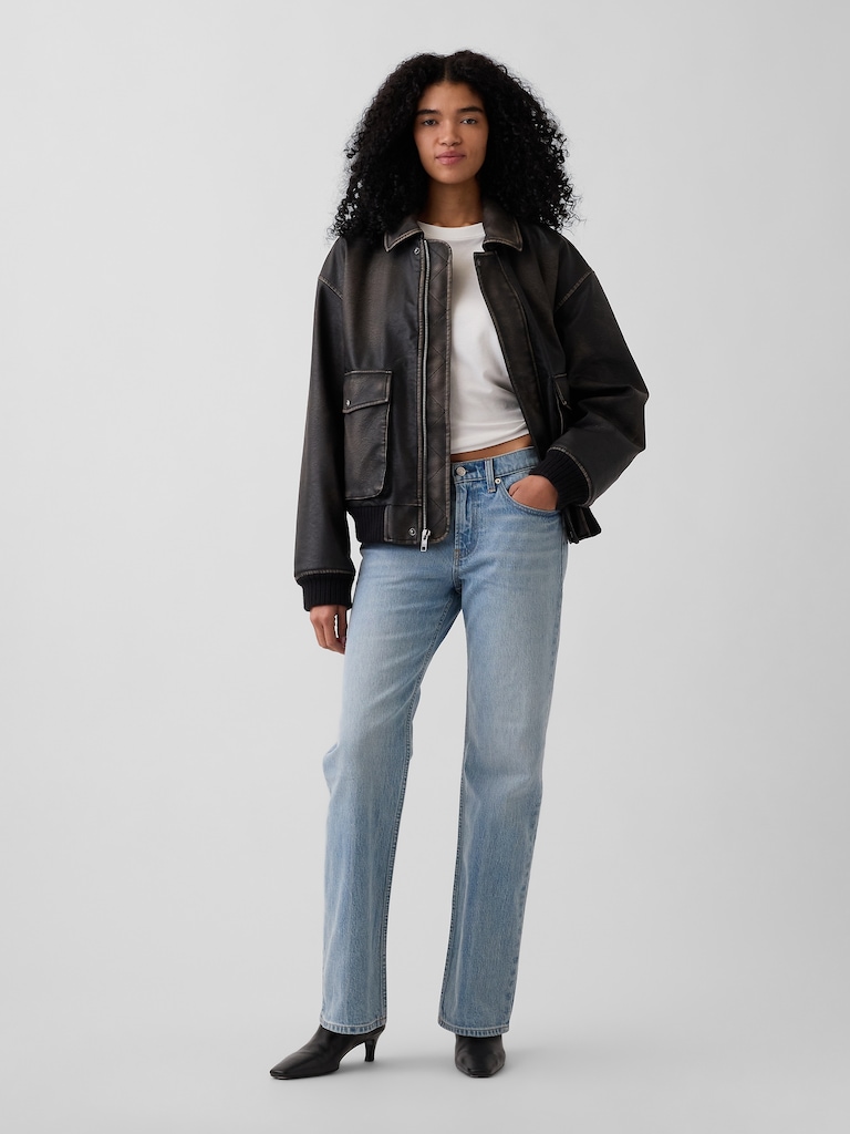 Mid Rise Relaxed Straight Jeans