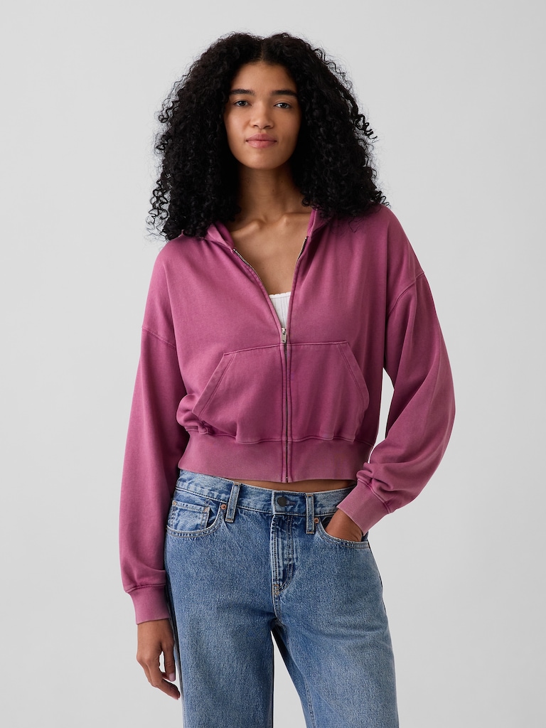 VintageSoft Terry Oversized Wedge Zip Hoodie