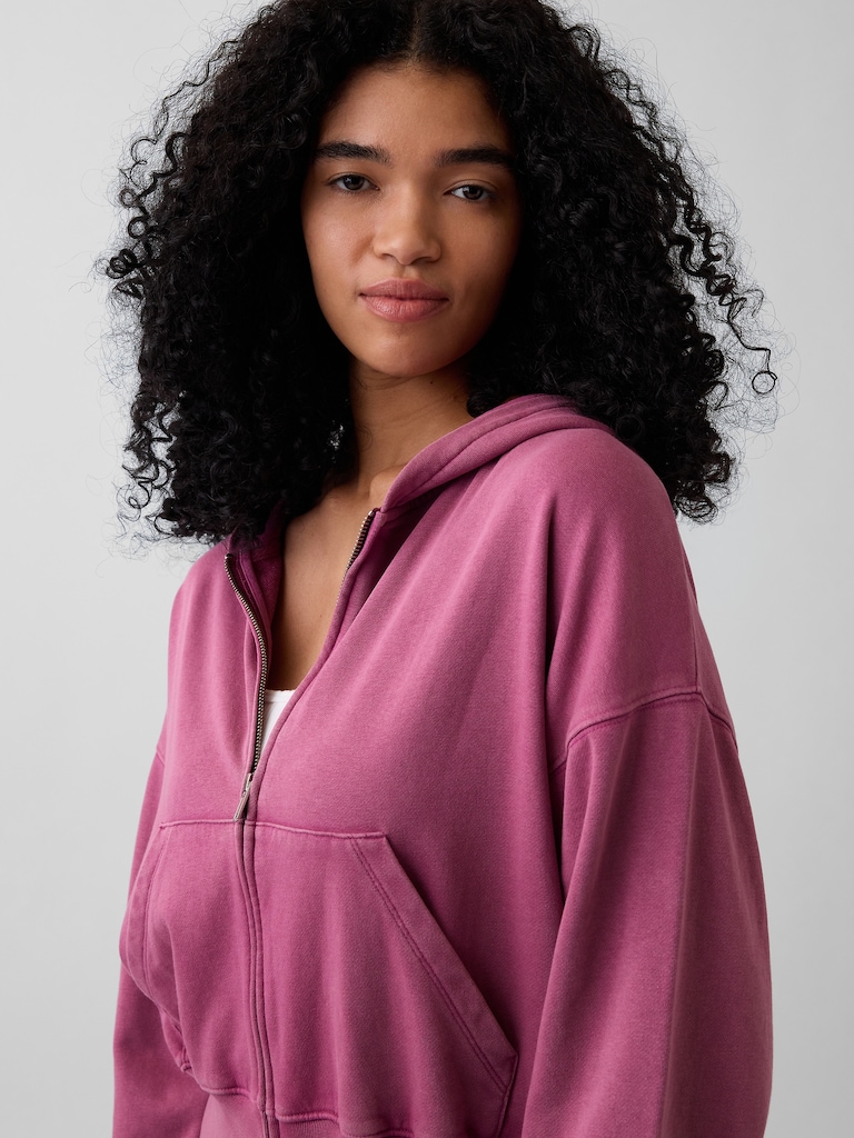 VintageSoft Terry Oversized Wedge Zip Hoodie