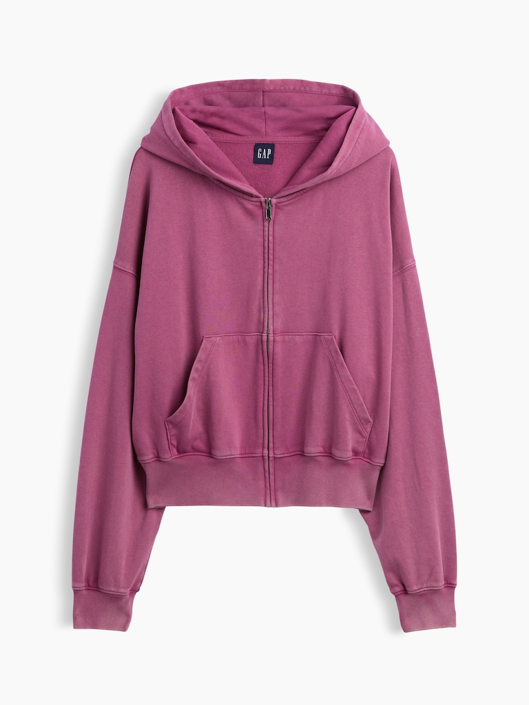 VintageSoft Terry Oversized Wedge Zip Hoodie