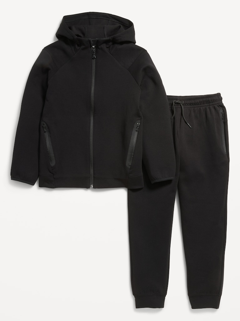 Ensemble de pantalon de jogging et haut à capuchon en molleton dynamique à glissière pleine longueur pour garçon