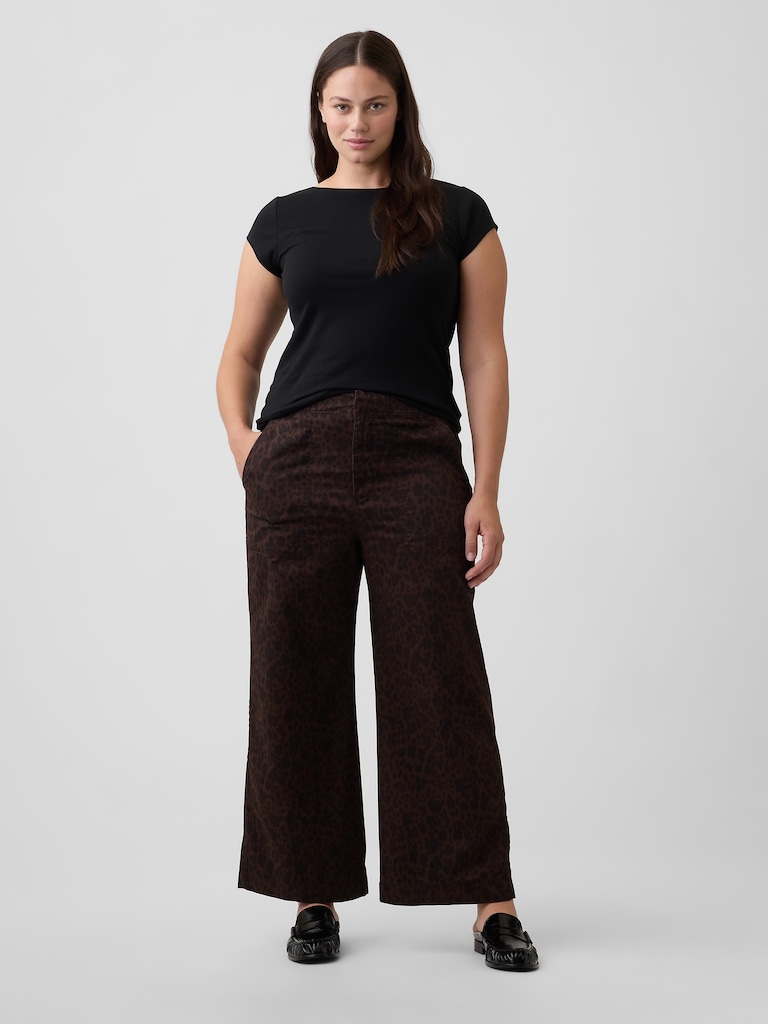 Mid Rise Wide-Leg Khakis