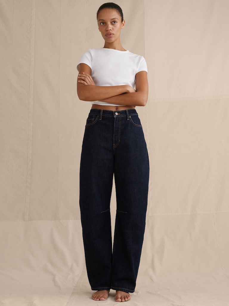 Mid-Rise Barrel Crop Jean