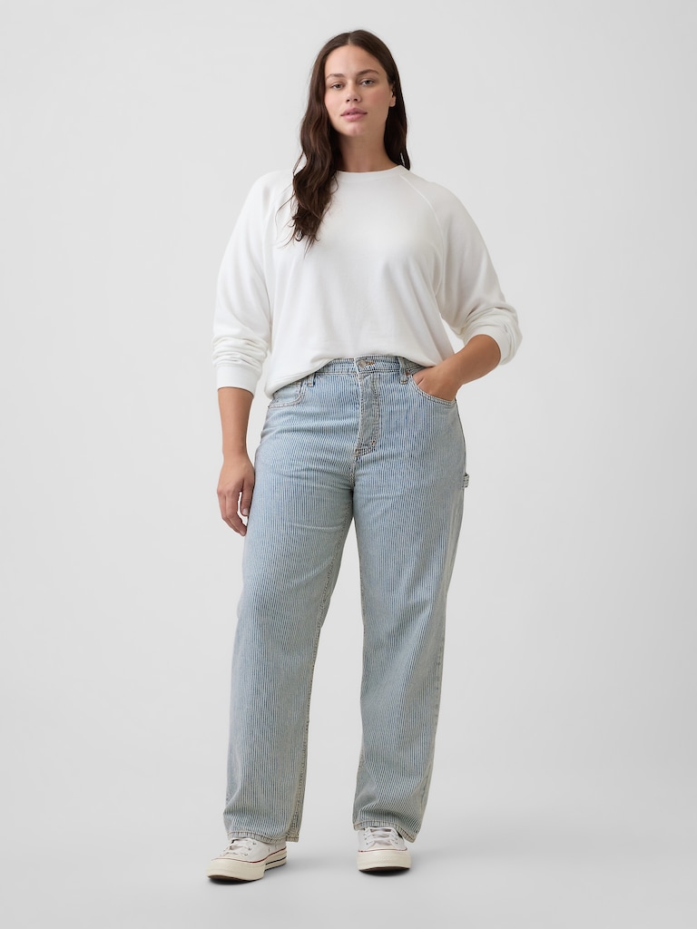 Low Slung Relaxed Straight Railroad Stripe Carpenter Jeans