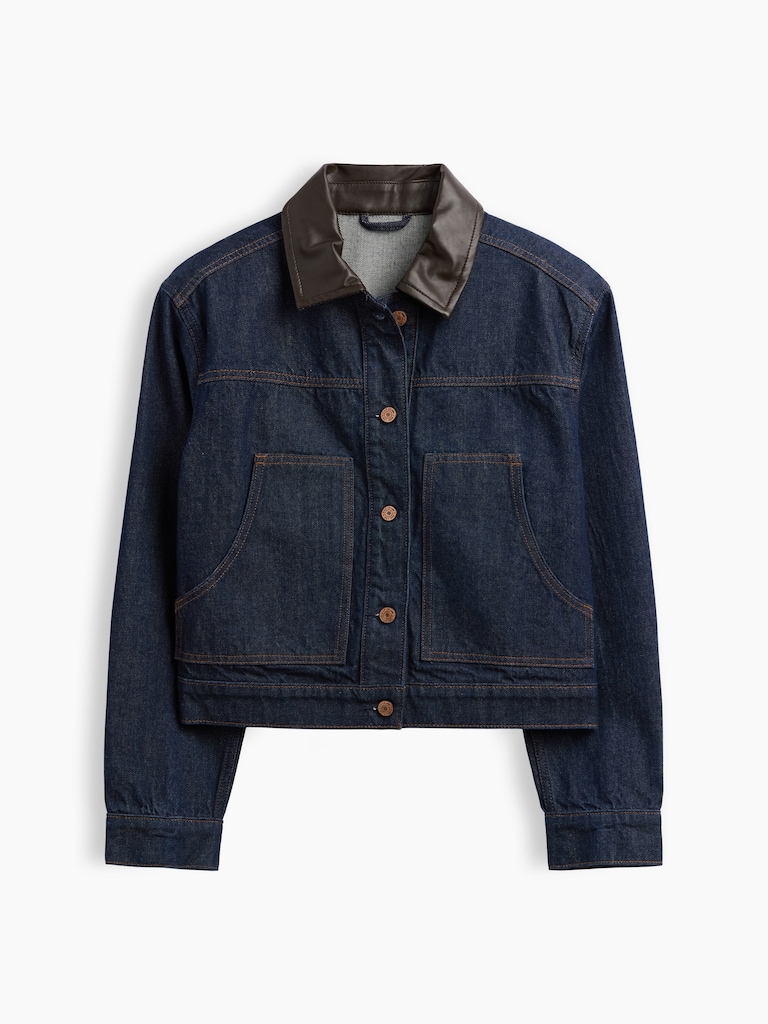 Relaxed Cropped Denim Chore Jacket