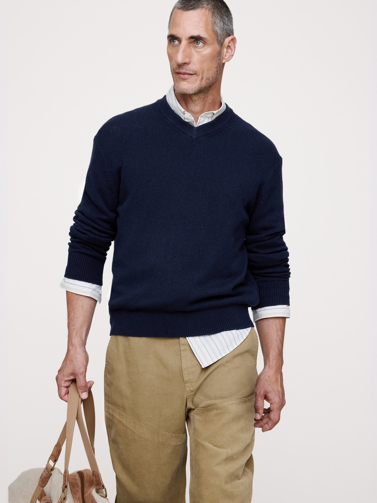 Cotton-Cashmere V-Neck Sweater