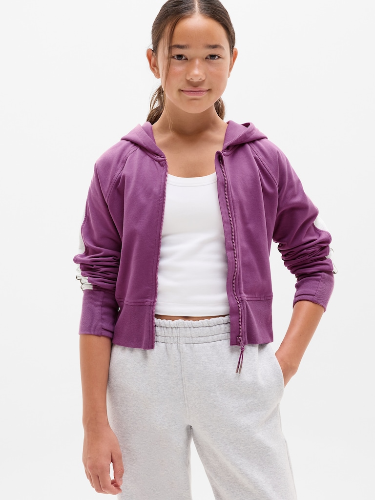 Athleta Girl All Day Colorblock Full Zip Shrunken Hoodie