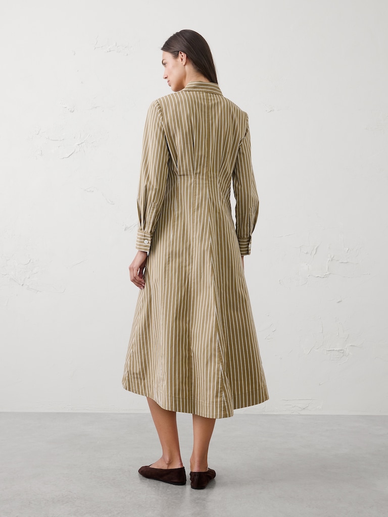 Seamed-Waist Midi Shirtdress