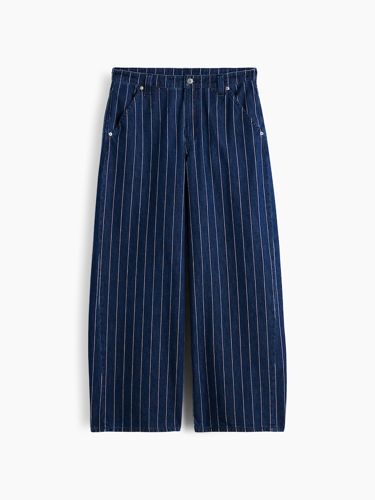 Mid Rise Stripe Baggy Jeans