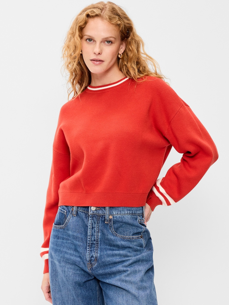 SoSoft Cotton Crew-Neck Cropped Sweater