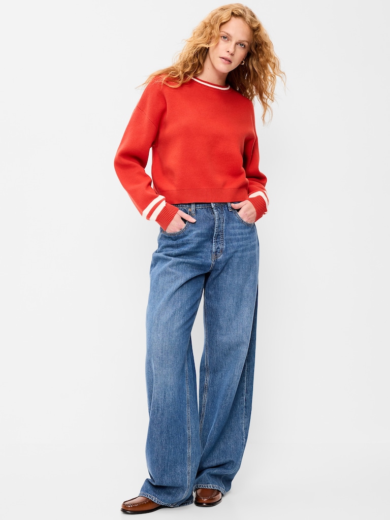 SoSoft Cotton Crew-Neck Cropped Sweater