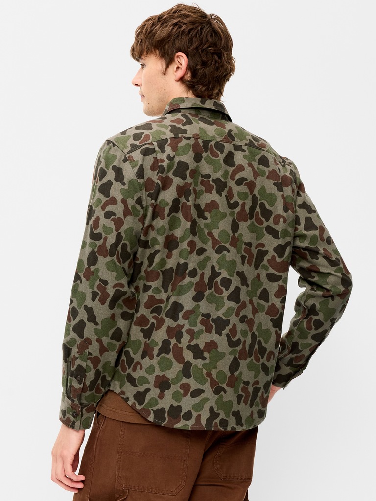 Relaxed Long-Sleeve Flannel Pocket Shirt