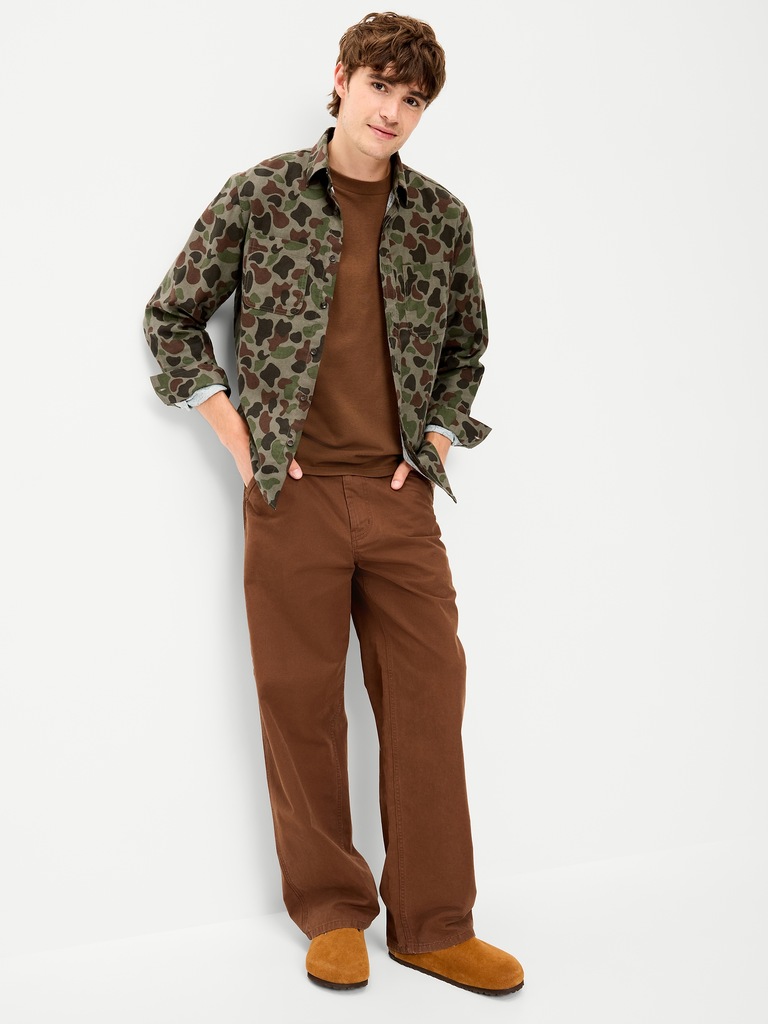 Relaxed Long-Sleeve Flannel Pocket Shirt