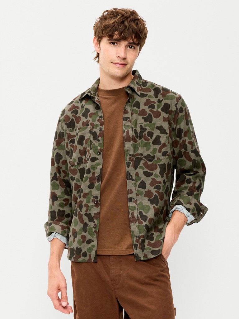 Relaxed Long-Sleeve Flannel Pocket Shirt