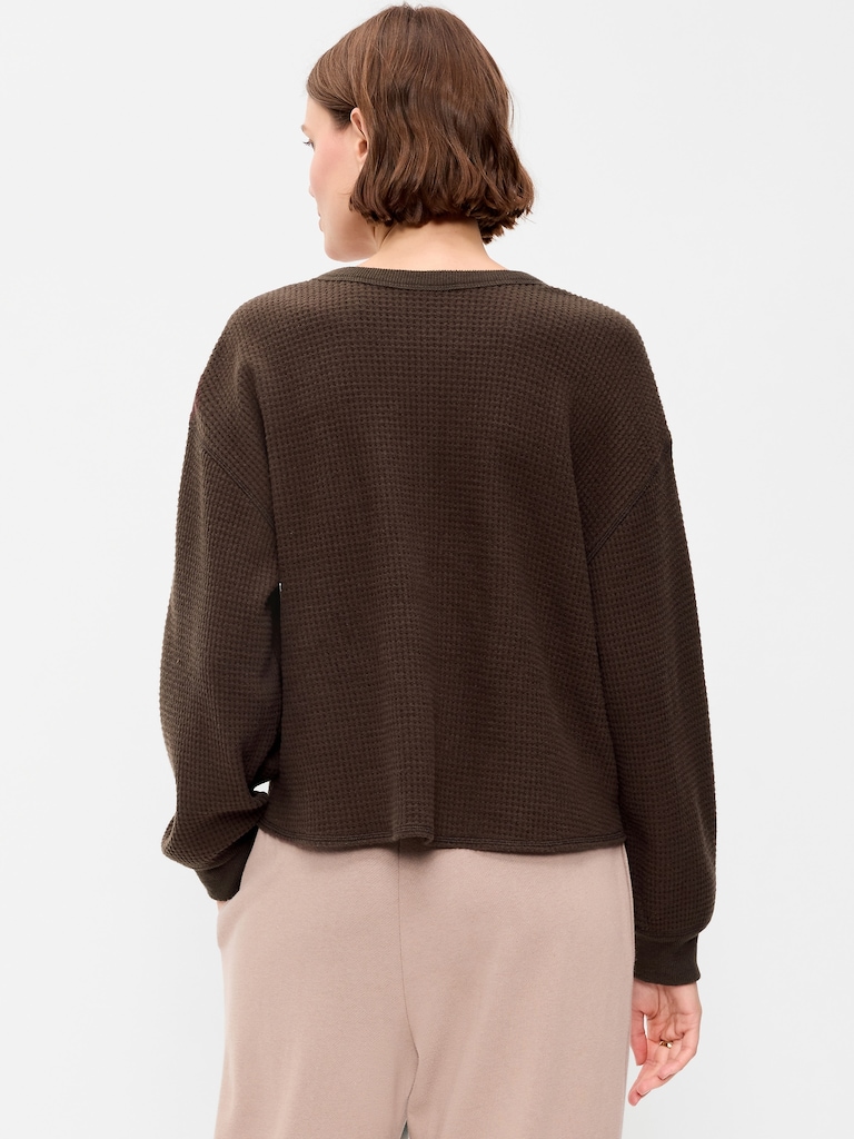 Long-Sleeve Crew-Neck Henley T-Shirt