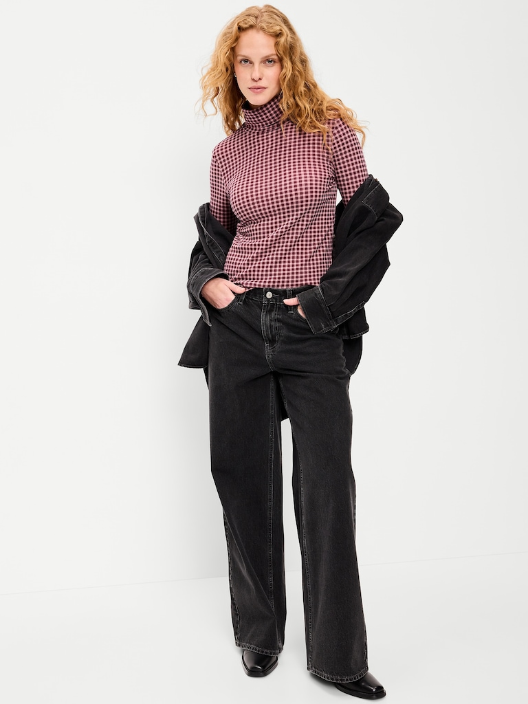 Slim-Fit Printed Turtleneck