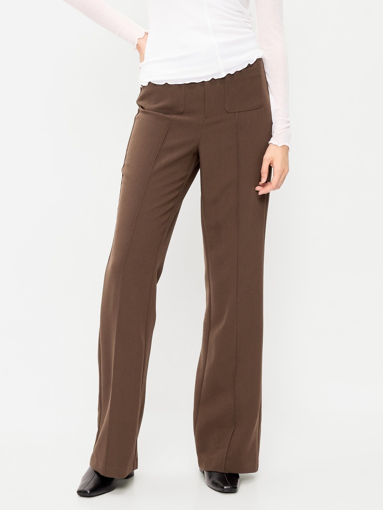 High-Waisted Patch Pocket Flare Pants