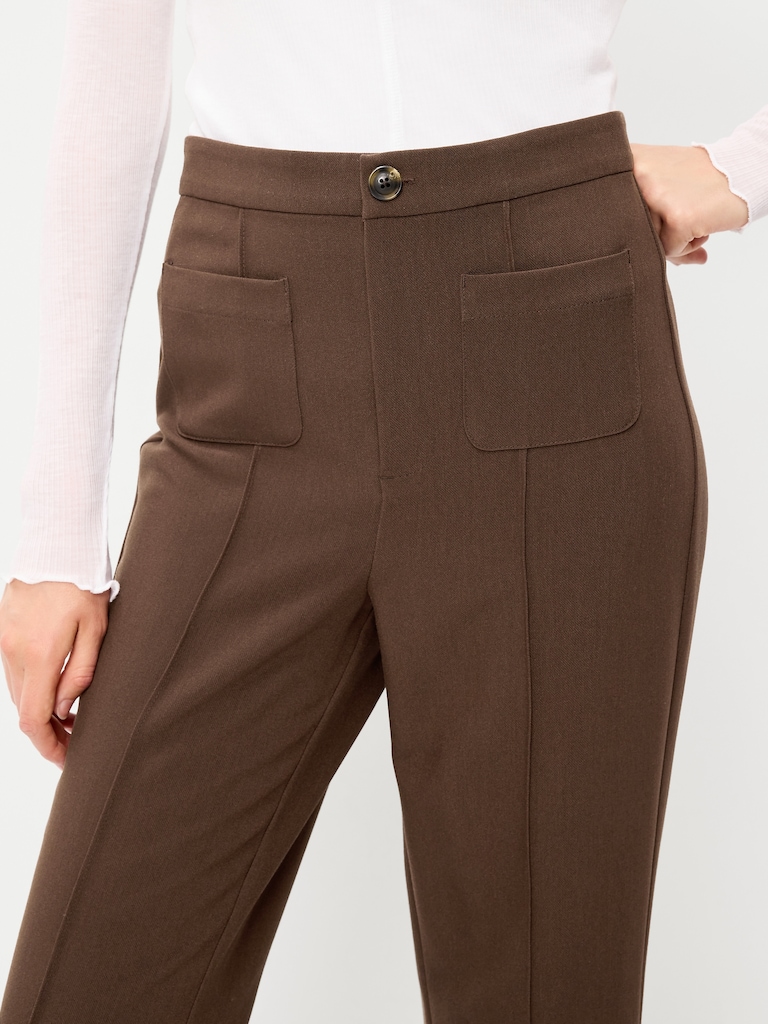 High-Waisted Patch Pocket Flare Pants