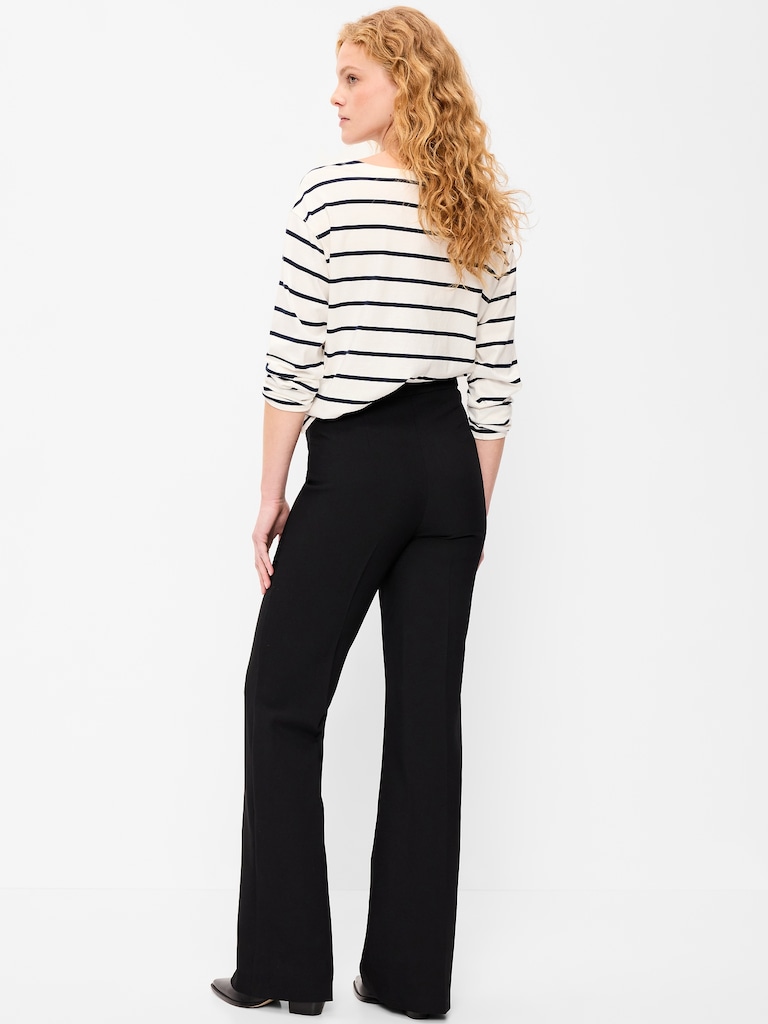 High-Waisted Patch Pocket Flare Pants