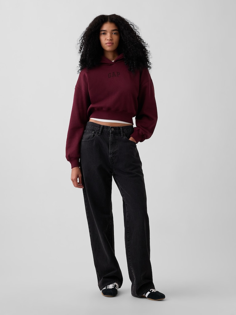 VintageSoft Crop Logo Hoodie