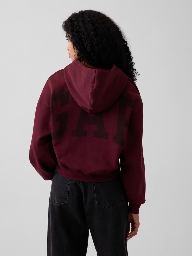 VintageSoft Crop Logo Hoodie