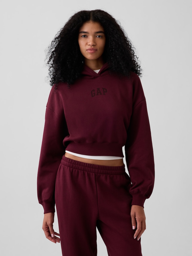 VintageSoft Crop Logo Hoodie