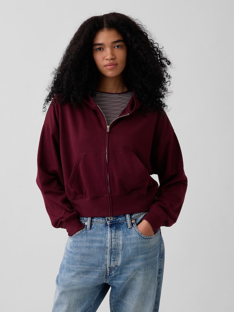 VintageSoft Terry Oversized Wedge Zip Hoodie
