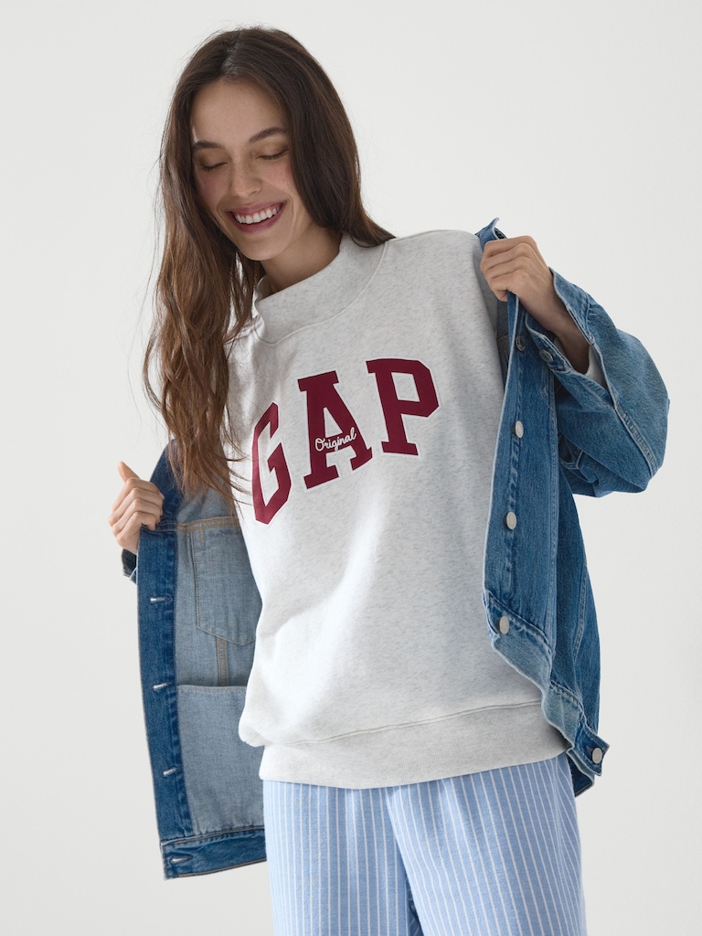 Oversized Gap Logo Mockneck Tunic Sweatshirt