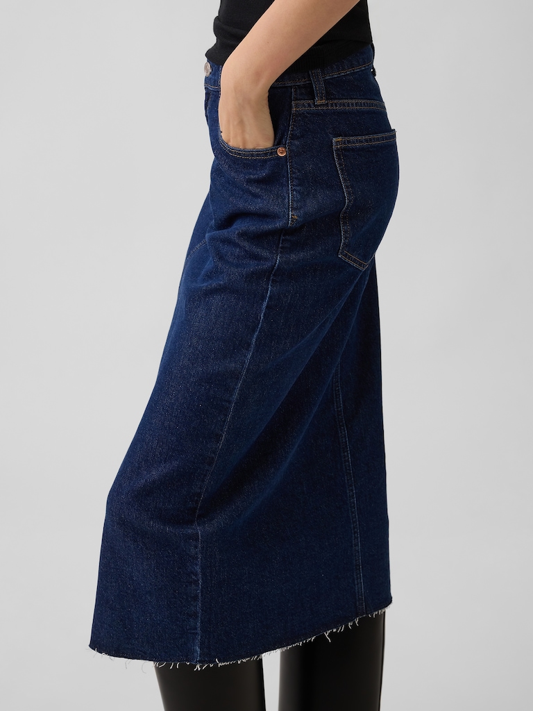 Denim Midi Pencil Skirt