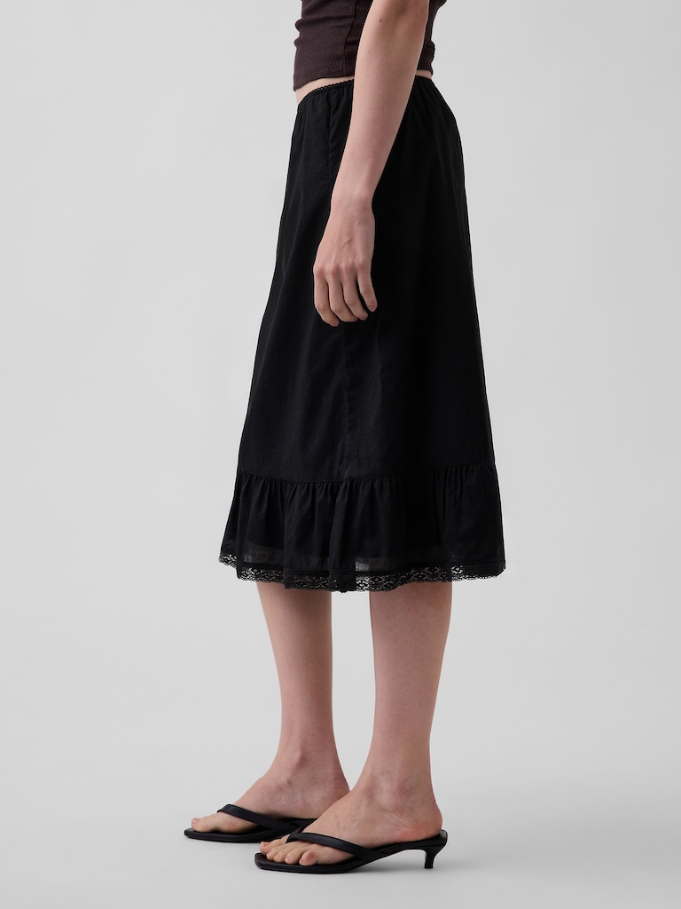 Ruffle-Hem Easy Knee-Length Skirt