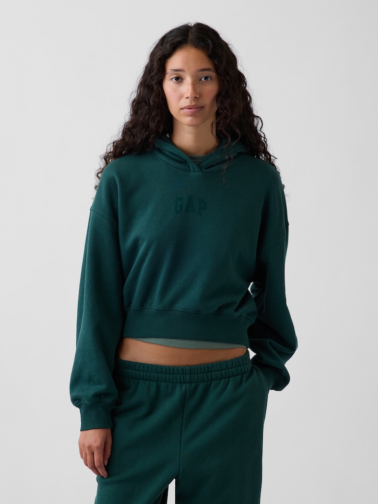 VintageSoft Crop Logo Hoodie