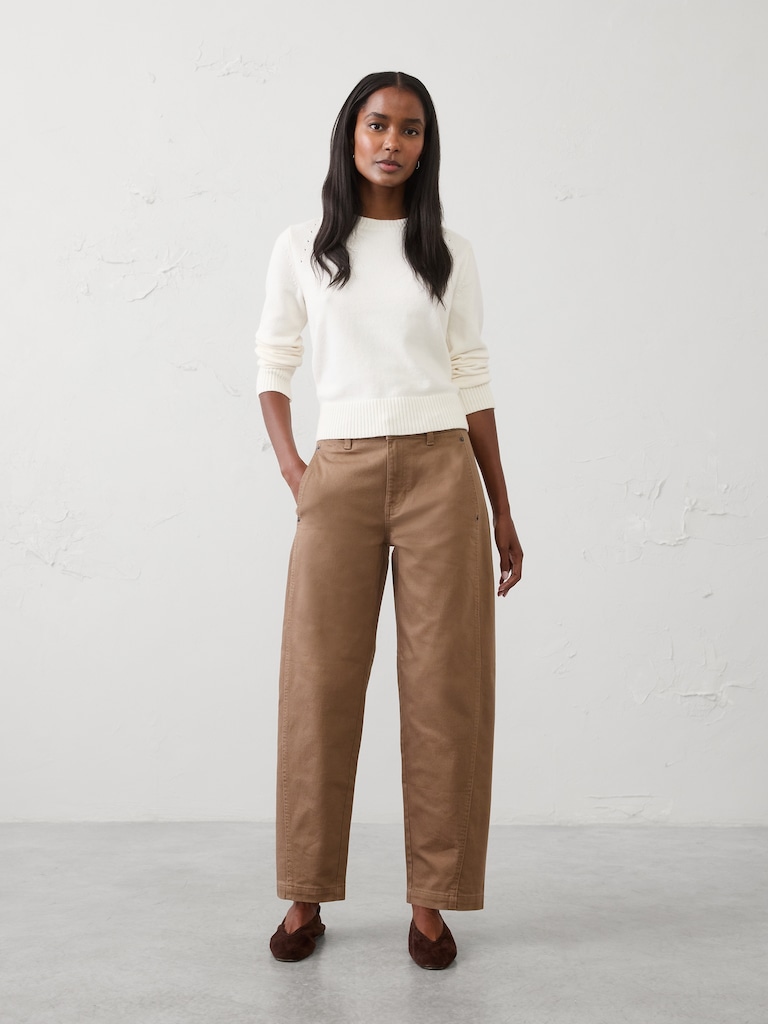 Barrel-Leg Mid-Rise Seamed Jean
