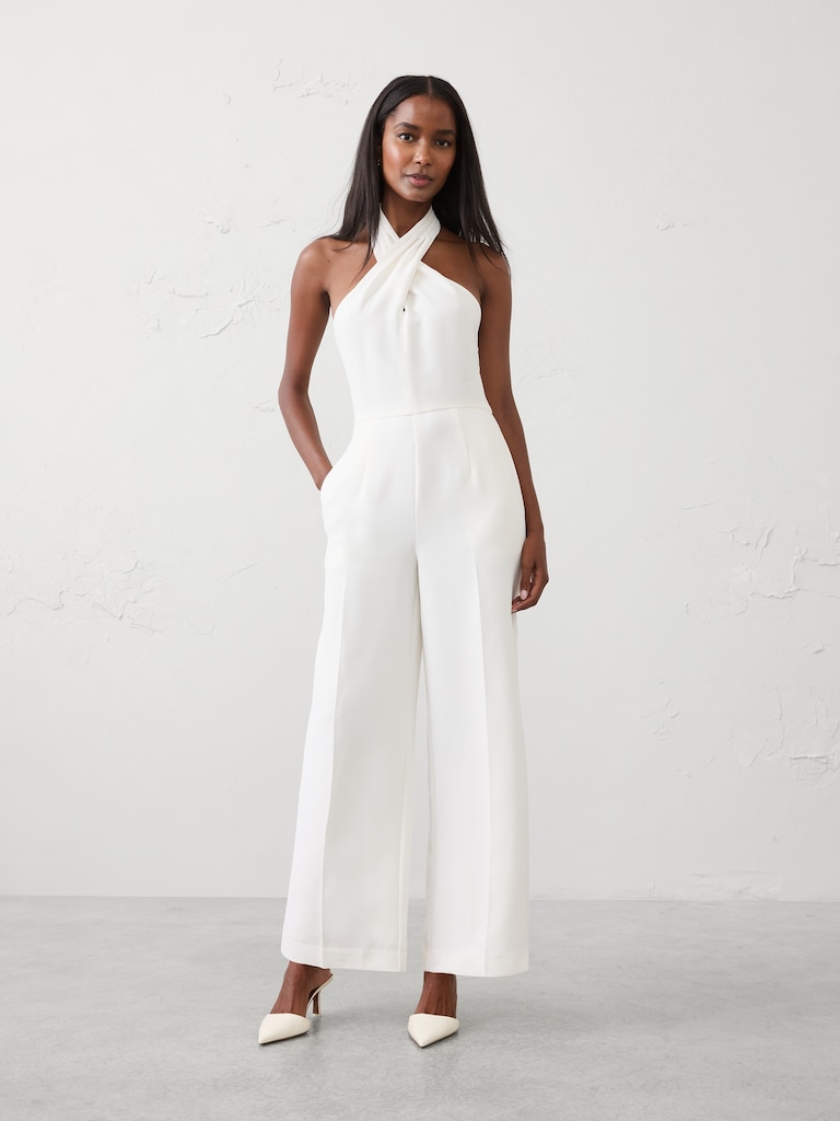 Tailored Crossed-Halter Jumpsuit