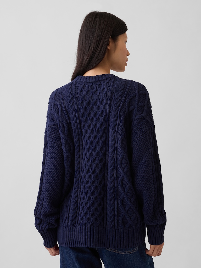 100% Cotton Cable-Knit Oversized Sweater