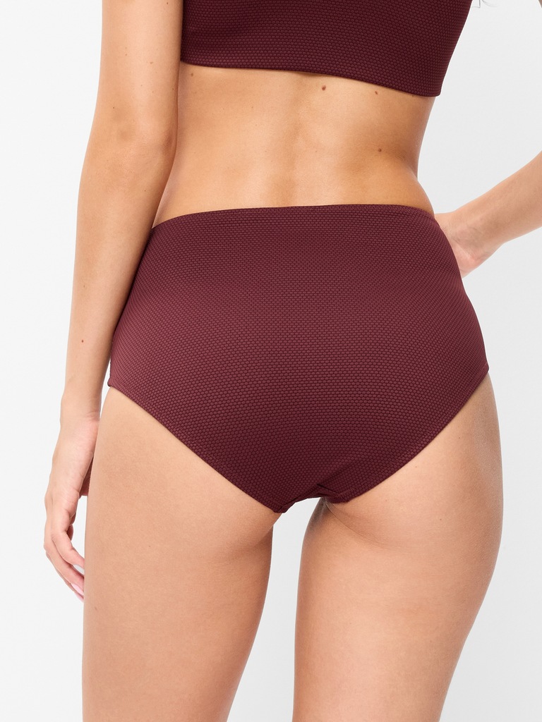 High-Waisted Pique Bikini Swim Bottoms